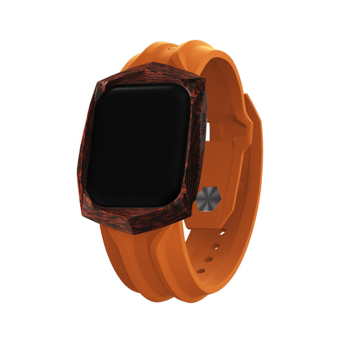 orange carbon fibre apple watch case and band