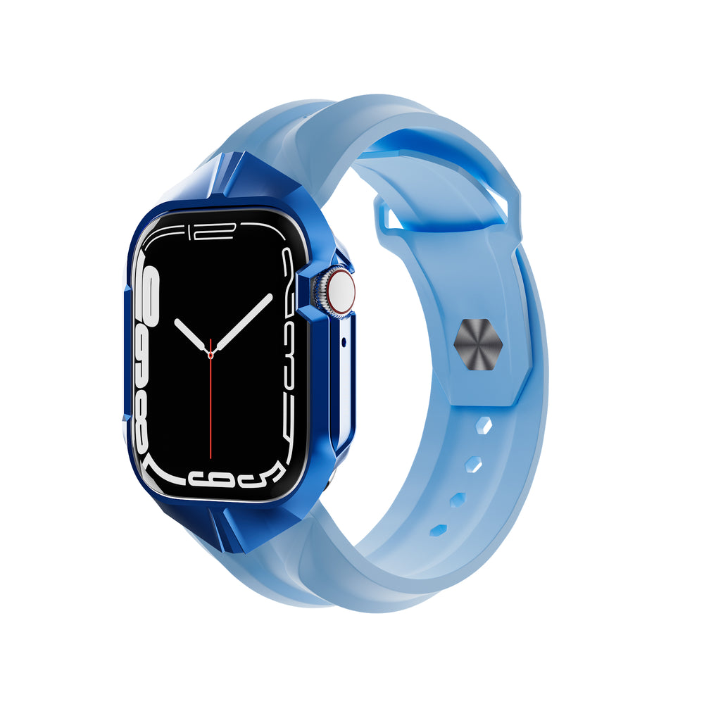 cyber watch blue apple watch case with blue cyber band