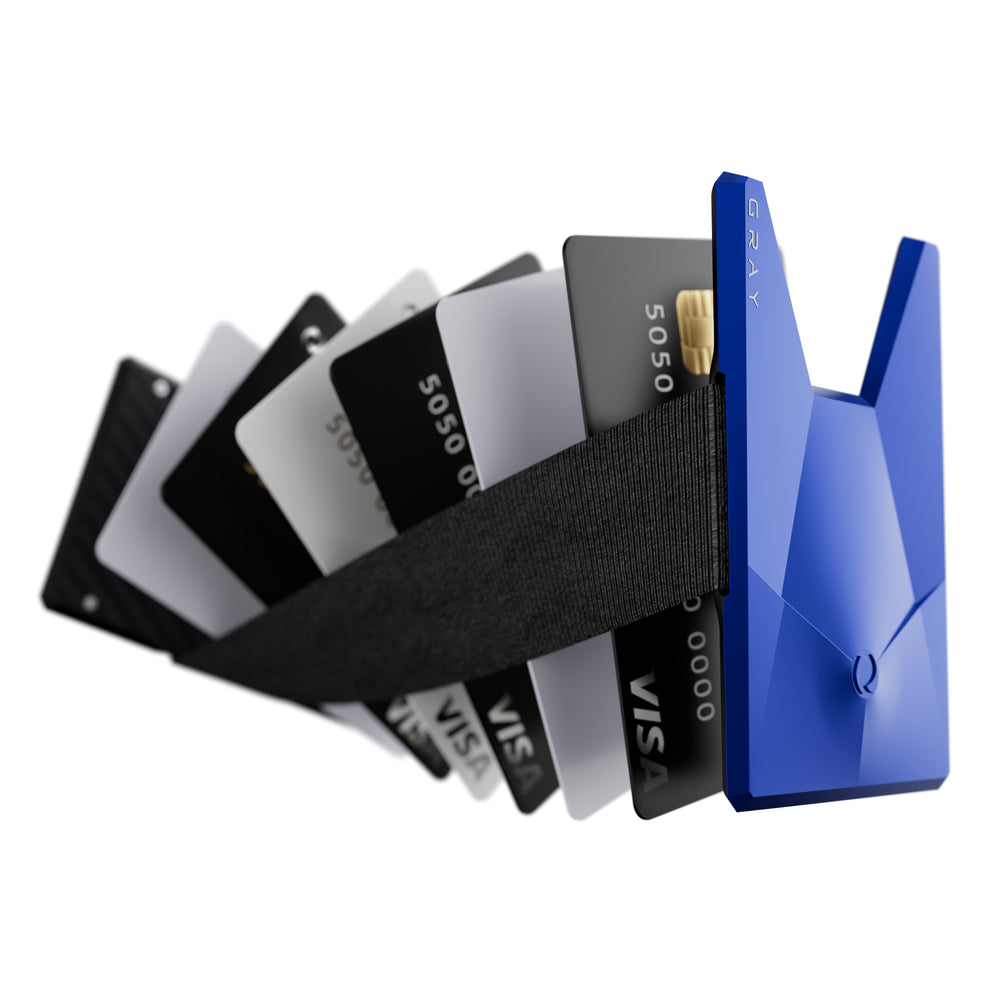 VANDIUM® Galactic Blue Aluminium Luxury Card Wallet (expanded) 1