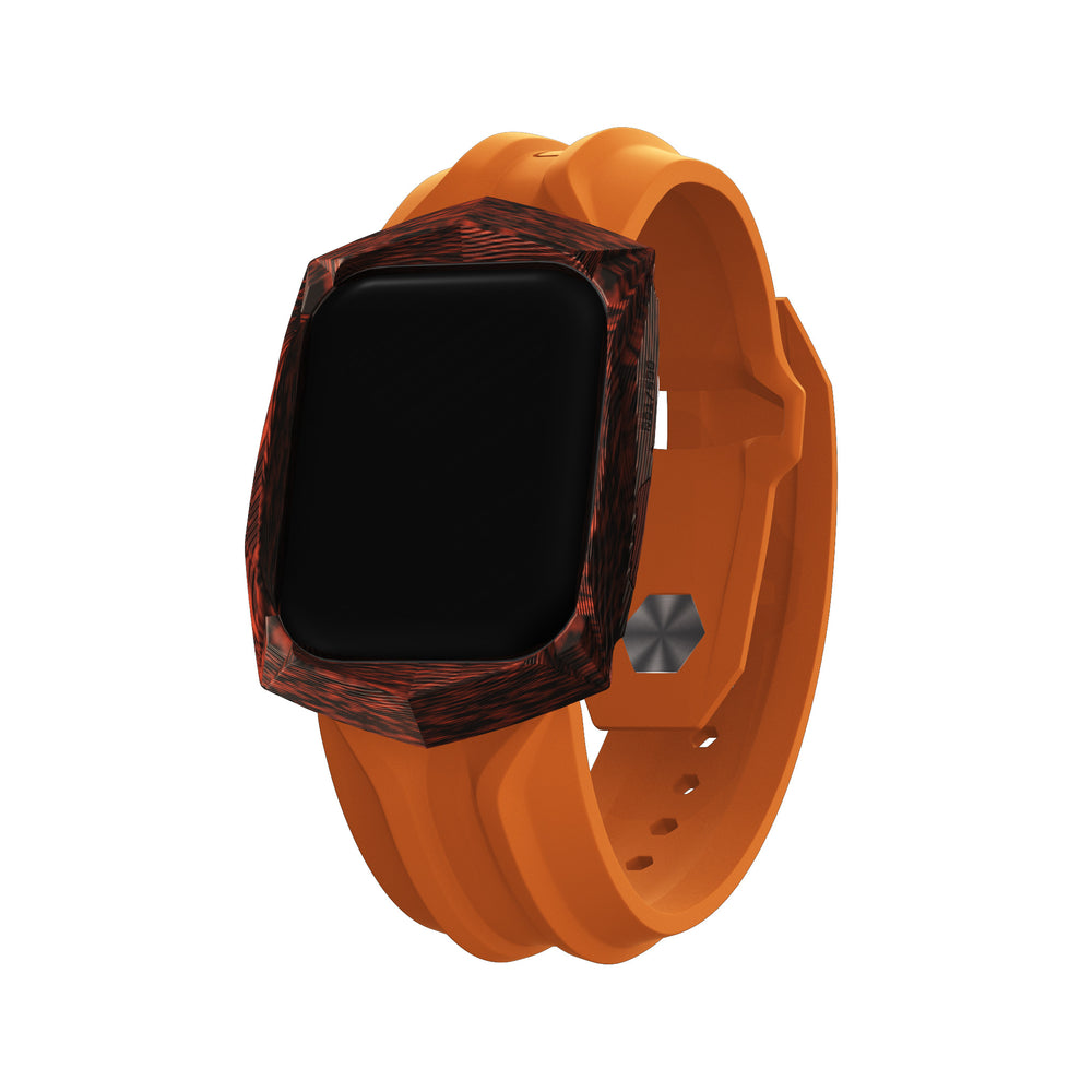 RESKAR® Orange CARBODYNE® Apple Watch Series 4/5/6 Case & Band (front 1)